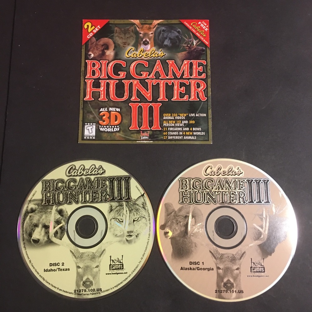 Cabela's Big Game Hunter III-PC CD-ROM-3D Hunting-2 discs-Rated T